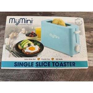 MyMini Single Slice Toaster‎ Extra Wide Slot Aqua New in Box Retro Dorm Room Apt